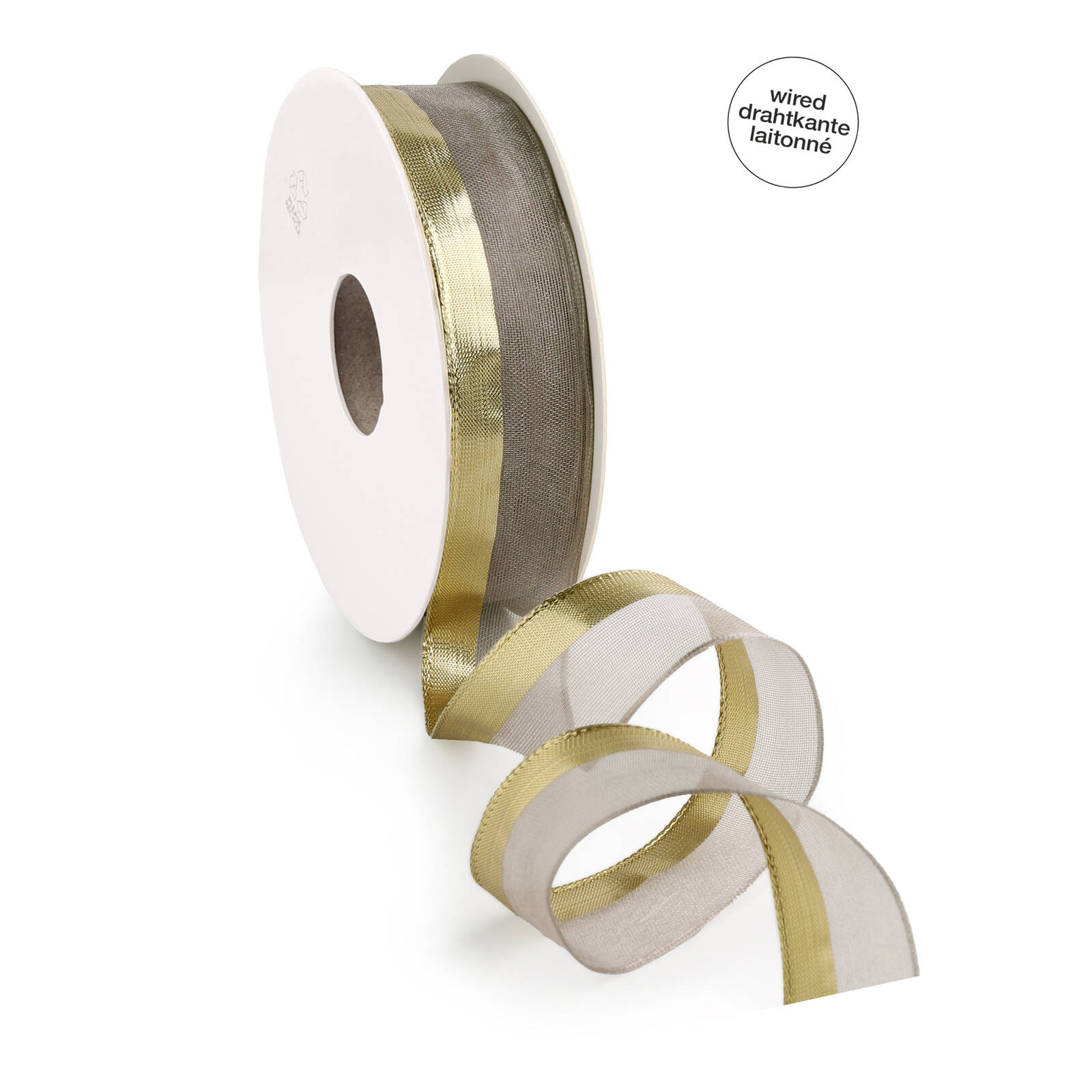 Ruban Organza Linea Taupe 2.5 cm x 10 m